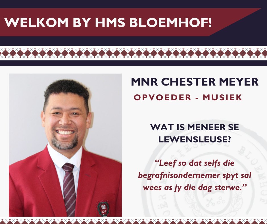 Chester Meyer music teacher Bloemhof Girls High School