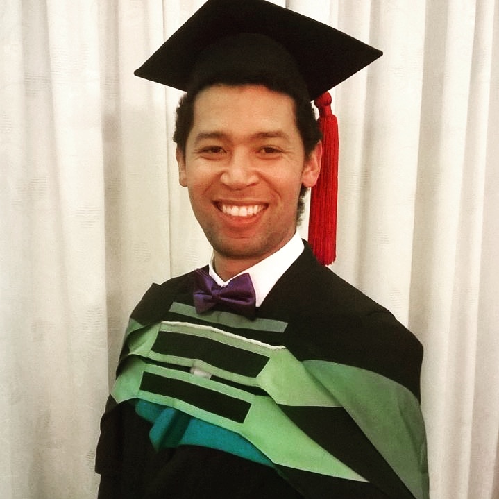 Chester Meyer at his master's graduation, University of the Free State